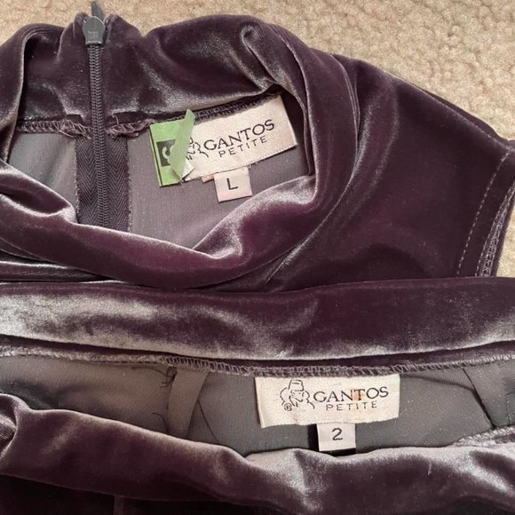 Silvery Velvet Pant Set Vtg 90s Gantos - Picture 3 of 3